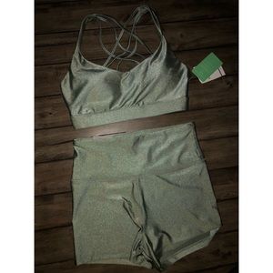 Sage Green Shimmer Workout Set *new with tags*
